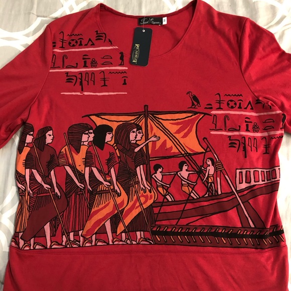 Fancy Big Canadian Women’s Top Piccadilly Fashions elbow length sleeve crew neck - Picture 4 of 10